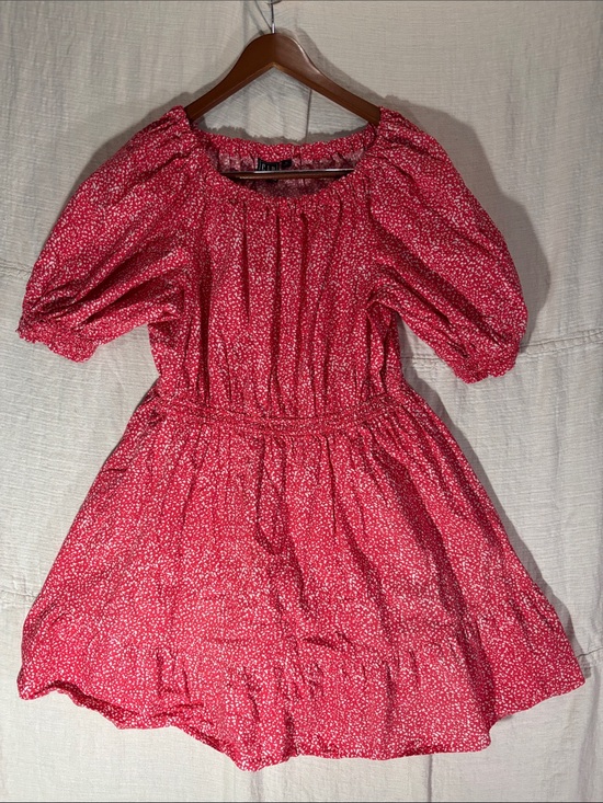 GAP Dresses & Skirts - GAP Red Ditsy Floral Puff-Sleeve Mini Dress Size XL EUC 100% Cotton